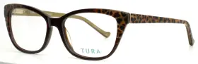 52-15-135 Tura R214 Brn Brown Leopard Womens Semi Cat Eye Eyeglasses B 38