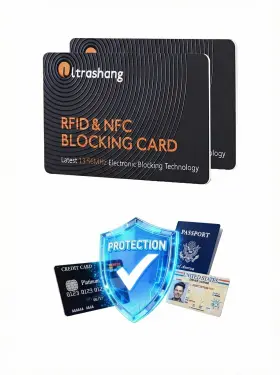 Ultrashang 632088444980 Safe Rfid Blocking Card Blocks 100% Unauthorized 8.5cm 5.0cm Black 2pcs