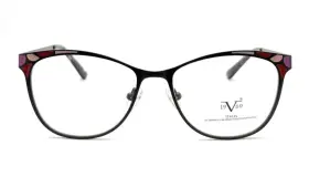 5027 V1969 805430550879 Matte Black Cat Eye Metal Eyeglasses Mosaic Design With Pink Red #5027 C1