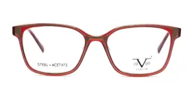 V8006-rb V1969 Womens Acetate And Steel Eyeglasses Square Cat Eye #8006 Ruby Red