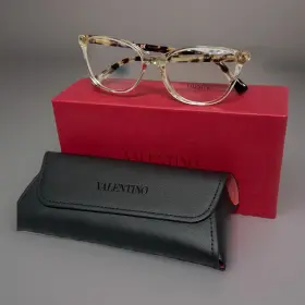 52mm-17-140 Valentino 3069-5167 Cateye Eyeglass Frames Transparent Va3069 Tortoise Italy