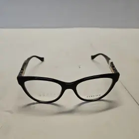 3304 Versace 056597535908 Mod Gb1 Eyeglasses Optical Black Gold Round 53mm New Authentic