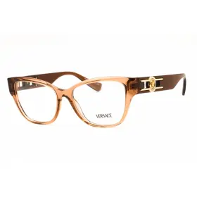 0ve3347 Versace Womens Eyeglasses Brown Transparent Plastic Cat Eye Frame 5436