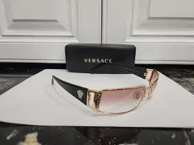 60-15-130 Versace 100213 Mod.2021 Gold Blackk Rectanglular Eyeglass Frame Only