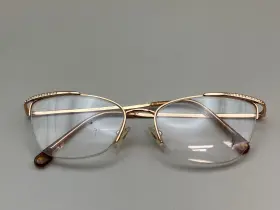 54-17-140 Versace 1261-b Eyeglasses Mod 1412 Womens Gold Square Half Rim Italy