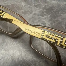 3093-b Versace Frames Eyeglasses Greek Key Gold Side Rhinestones Mod. 592 52-15