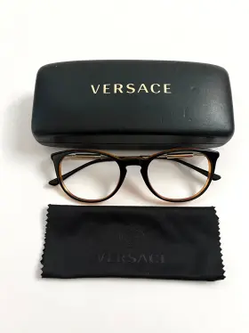 3227 Versace Womens Eyeglasses Brown 138 51-20 140 Full Frame Circle Gold Metal