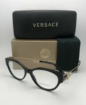 3254-gb1 Versace New Rx-able Cat Eye Eyeglasses Ve 3254 Gb1 54-16 140 Black And Gold Frames