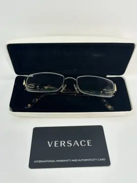 50-14-140 Versace Avo781453 Half Rim Eyeglasses Frames Gold Brown Italy Men Only