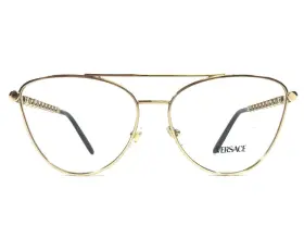 Versace Mod.1296 Eyeglasses Frames 1002 Shiny Gold Cat Eye Full Rim 57-15-140