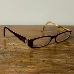 Mod.3091-b-141 Versace Eyeglasses Brown Red Rectangle 51-15-135 Frames Only Mod.3091-b-141 Versace Eyeglasses Brown Red Rectangle 51-15-135 Frames Only