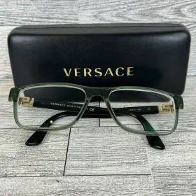 Versace Mod.3211 Green Clear Black Rectangle Eyeglasses Italy 5144 55 17 145