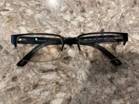 Mod1184 Versace Black Metal Rectangular Glasses W Acetate Temple Italy 53 18 140