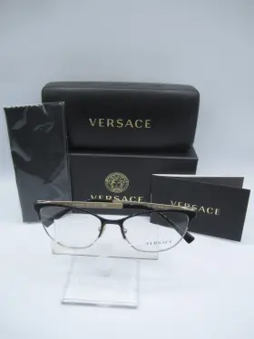 Ve1251 Versace Eyeglasses Metal Frames Black Gold Col 1366 53/16