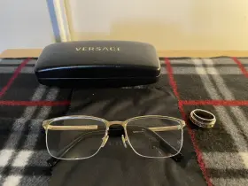Ve1263 Versace Half Rim Optical Mens Eyeglasses - Gold