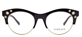 Ve3232 Versace New Ve 3232 5185 52mm Dark Plum Purple And Gold Eyeglasses Frames Italy