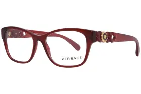 Ve3306 Versace 388 Eyeglasses Womens Transparent Red Full Rim Cat Eye 54mm