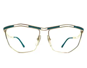 61-14-125 Vienna Line 1478-46 Vintage Eyeglasses Frames 1478 46 Gold Blue Geometric