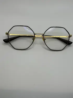 4094 Vogue Vo Womens Brown/gold Full Rim Metal Hexagon Eyewear Frames 52 Mm