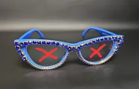 Vfp0179b Vooglam Stylish Blue Rhinestone Cat Glasses For Women Cathleen Frames Only