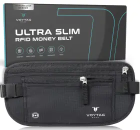 Vt-ph01 Voytag Travel Money Belt And Passport Holder - Rfid Blocking Adjustable Slim Black