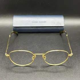 7502-083124-58.95 Warby Parker Henry 2200 Eyeglasses Frame Gold 49-19-145 Vgc With Case