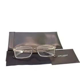 Yves Saint Laurent 483-004 Sl 483 006 Rectangular Squared Clear-beige 58 Mm Mens Eyeglasses