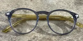 127412 Zenni Gray Yellow Round Full Rim Eyeglasses Frames 46-17-145-40mm G23