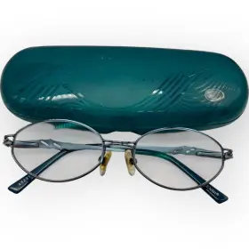 45291 Zenni Optical Teal Blue Metal Oval Eyeglass Frames With Case Filigree