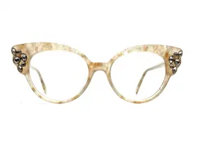 113833 Zenni Optical Black Beige Crystal Clear Cat Eye Glasses 50 16 140