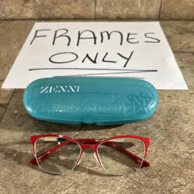 51-16-135-37 Zenni Optical 158718 Red Metal Half Rim Flex Hinge Eyeglasses Frames With Case