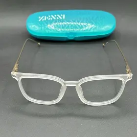 Zenni Optical 8017-102624-17.95 7816823 Eyeglasses Frame Frost And Gold Flex 50-16-142 Used With Case