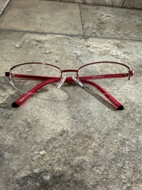911018 Zenni Optical Red Metal Oval Half Rim Women S Eyeglasses Frames 50-17-127-30mm