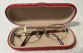 M231 Zyloware Sophia Loren Glasses Bifocal Gold Purple 057 Metal Over Half Rim