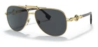 Versace Sunglasses Gold Frame, Dark Grey Lenses, 2236 1002/87 59MM New. Price: $148.99.