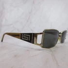 Versace Mod 1163-B Gold Brown Crystal Greca Sunglasses Womens Rectangular 1221 Pre-owned. Price: $35.99.