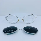 New Vintage Gucci Eyeglasses Gg 2624 With Sun Clip On C. Silver 48MM Made Italy. Price: $349.99.