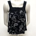 Moral Fiber Women's Black Floral Crochet Lace Straps Square Neck Pullover Medium Pre-owned. Price: $12.00.