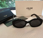 Celine CL40194U Triomphe Oval Women Sunglasses Black Frame & Dark Grey Lens Pre-owned. Price: $90.00.
