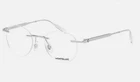 New Montblanc Round Rimless Eyeglasses MB0148O 003 49-20 145 Shiny Silver Frames. Price: $399.99.