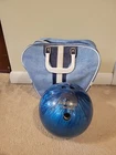 Vintage Ebonite Rainbow Don Carter 13 Blueswirl Bowling Ball With Retro Bag. Price: $79.99.