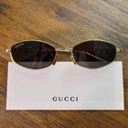 Gucci GG1802S 001 55MM Square Sunglasses In Gold/gray Lens Crystal Arm Logo New. Price: $219.00.