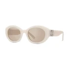 Givenchy Sunglasses Oval Full Rim, Shiny Ivory Frame And Brown With Silver Mirro New. Price: $233.75.