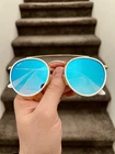 New Authentic Ray-ban Round Double Bridge Metal RB3647-N White Blue 51/22. Price: $89.00.