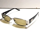 Valentino V5728 Sunglasses Italy Dark Silver Metal Frames & Black Glossy Used. Price: $40.40.