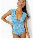 Lilly Pulitzer Imogen One-piece Amalfi Blue By The Seashore Swimsuit Sz 10 Pre-owned. Price: $75.00.