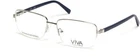 New Viva VV-4049 010 Shiny Light Nickeltin Eyeglasses W/blue Temples 55/16/140. Price: $39.95.