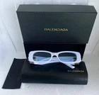 Balenciaga White Frame Unisex-fashion-designer-sunglasses-light Blue Lenses New. Price: $88.00.