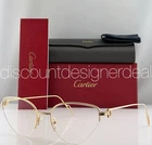 Cartier CT0157O 001 Gold Semi-rimless Cat Eyeglasses 54MM Authentic New. Price: $699.99.