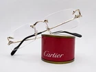 New Authentic Cartier CT0344O Silver Geometric Eyeglasses. Price: $1100.00.